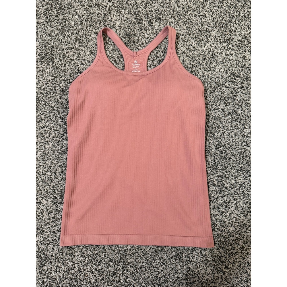 RTTARCO Women Large Ribbed Seamless Racerback Tank Top Mauve Stretch Athleisure